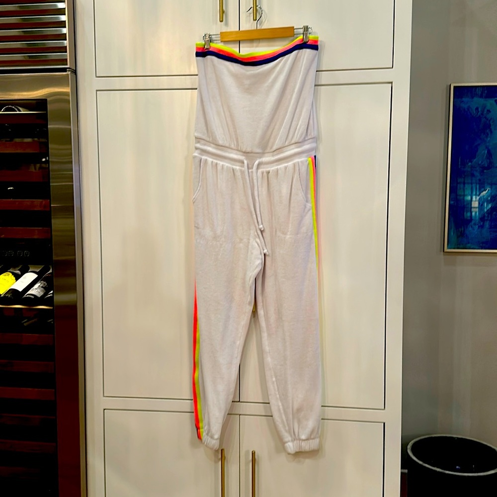 white jumper with neon detail